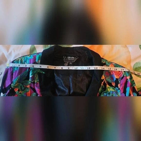 Nicole Miller Colorful Tropical Floral Long Sleeve Blazer Size Large - Picture 9 of 11